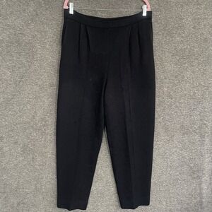 St. John Basics by Marie Gray Knit Pants Womens Size 10 Black USA Pleated‎